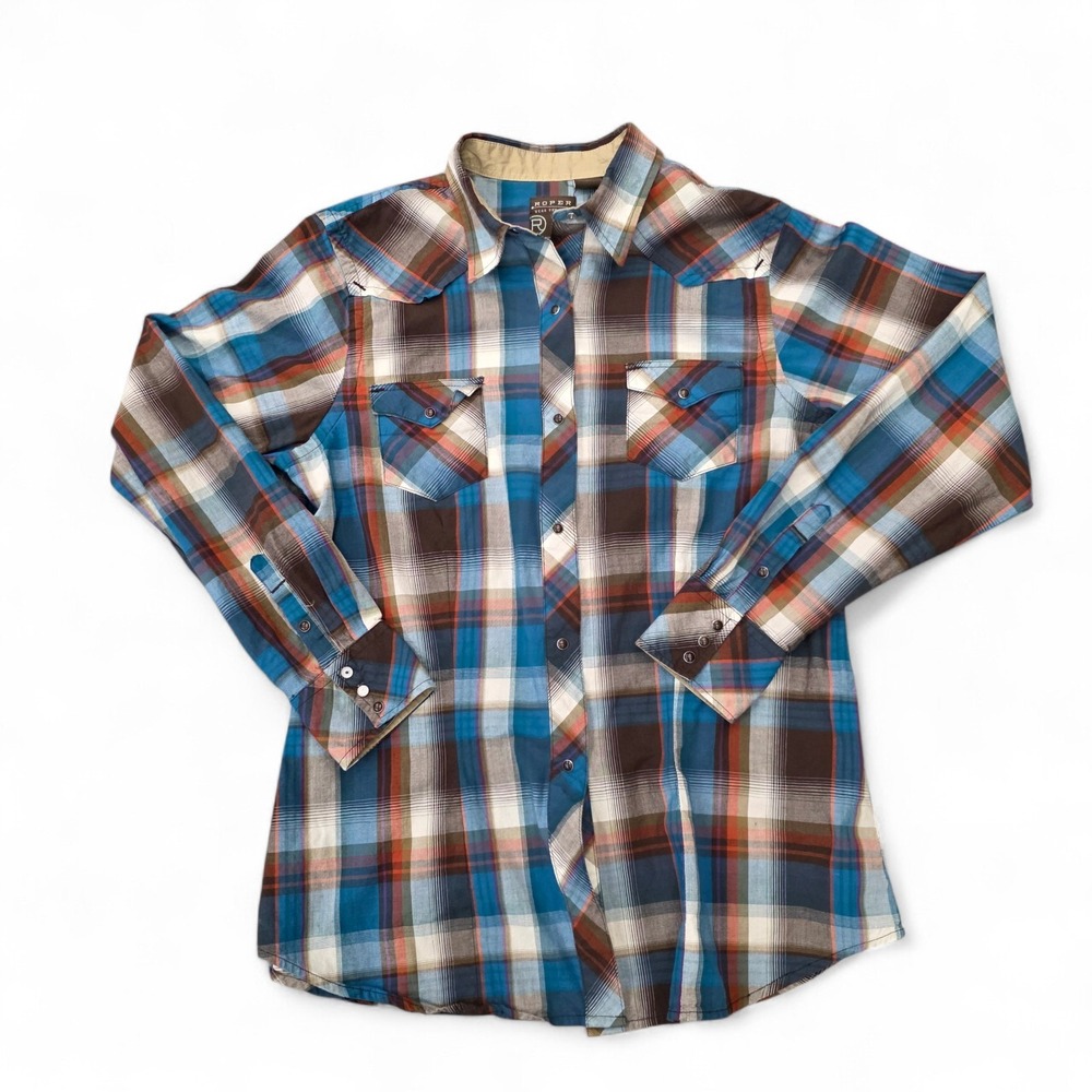 Vintage Roper Plaid Women Size Large Western  Pearl Snap Shirt